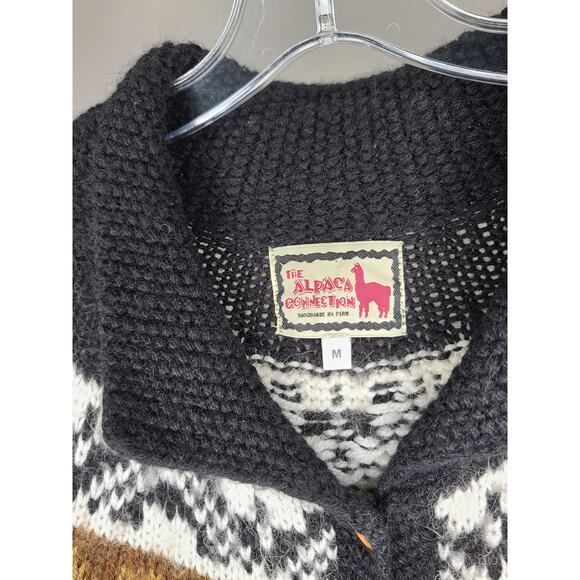 Alpaca Connection black white long cardigan sweater - medium - Picture 3 of 6